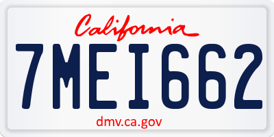 CA license plate 7MEI662