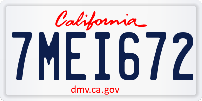CA license plate 7MEI672