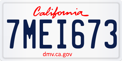 CA license plate 7MEI673
