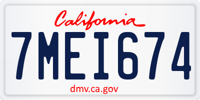 CA license plate 7MEI674