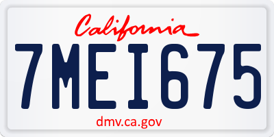 CA license plate 7MEI675