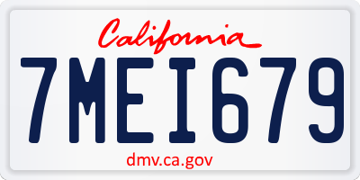 CA license plate 7MEI679