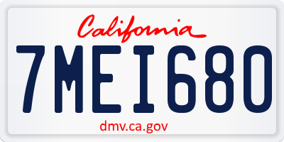 CA license plate 7MEI680