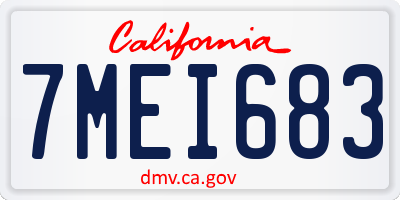 CA license plate 7MEI683