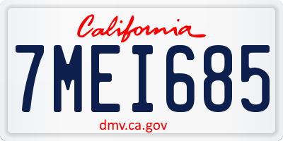 CA license plate 7MEI685