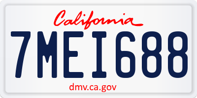 CA license plate 7MEI688