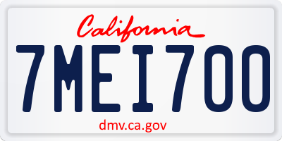 CA license plate 7MEI700