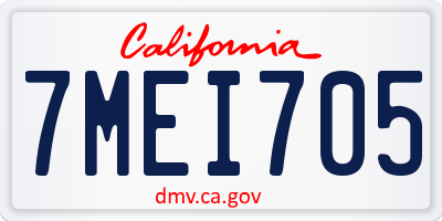 CA license plate 7MEI705