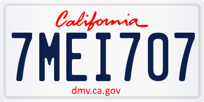 CA license plate 7MEI707