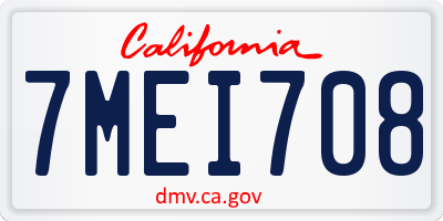 CA license plate 7MEI708