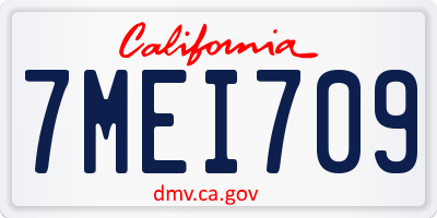 CA license plate 7MEI709