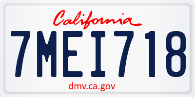 CA license plate 7MEI718