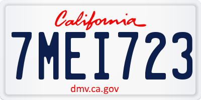 CA license plate 7MEI723