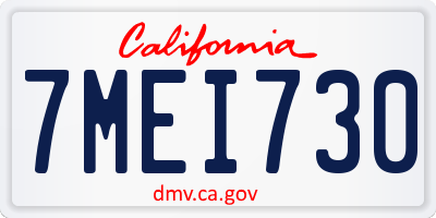 CA license plate 7MEI730