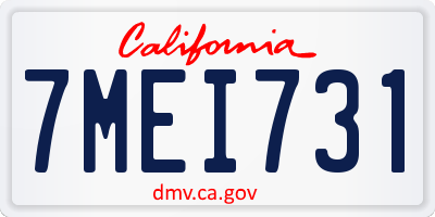 CA license plate 7MEI731