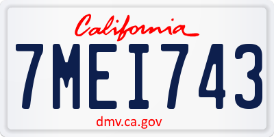CA license plate 7MEI743