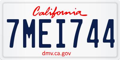 CA license plate 7MEI744