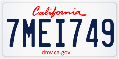 CA license plate 7MEI749