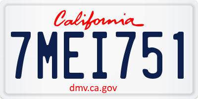 CA license plate 7MEI751