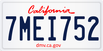 CA license plate 7MEI752