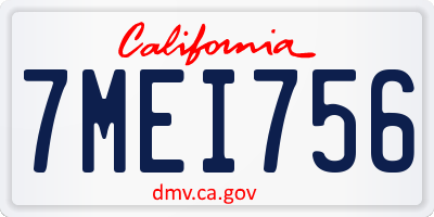 CA license plate 7MEI756