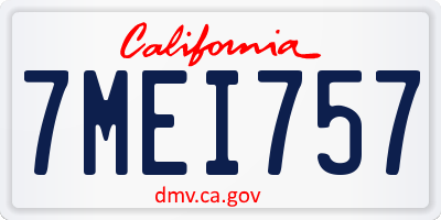 CA license plate 7MEI757