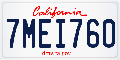 CA license plate 7MEI760