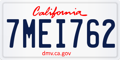 CA license plate 7MEI762