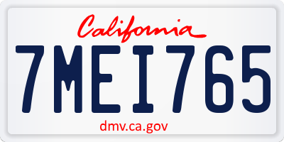 CA license plate 7MEI765