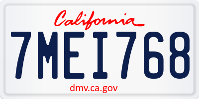 CA license plate 7MEI768