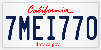 CA license plate 7MEI770