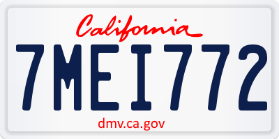 CA license plate 7MEI772