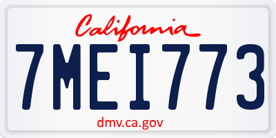 CA license plate 7MEI773