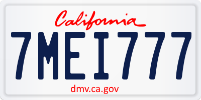 CA license plate 7MEI777