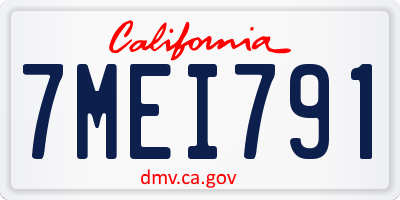 CA license plate 7MEI791