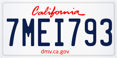 CA license plate 7MEI793