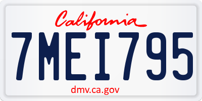 CA license plate 7MEI795