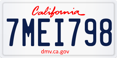 CA license plate 7MEI798