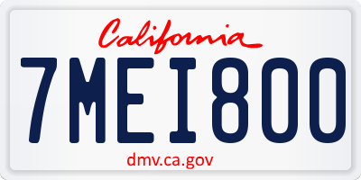 CA license plate 7MEI800