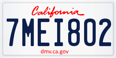 CA license plate 7MEI802
