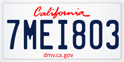 CA license plate 7MEI803