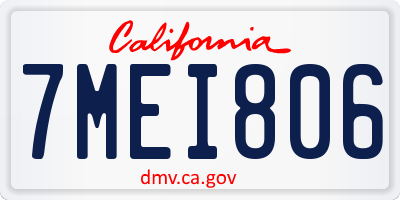 CA license plate 7MEI806
