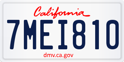 CA license plate 7MEI810