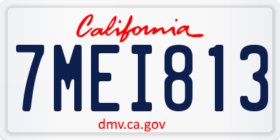 CA license plate 7MEI813