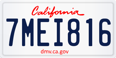 CA license plate 7MEI816