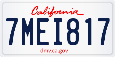 CA license plate 7MEI817