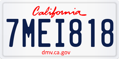 CA license plate 7MEI818