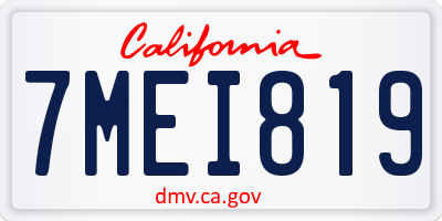 CA license plate 7MEI819