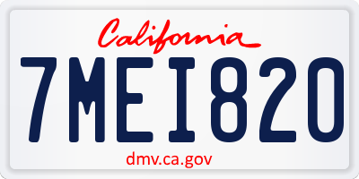 CA license plate 7MEI820