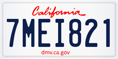 CA license plate 7MEI821